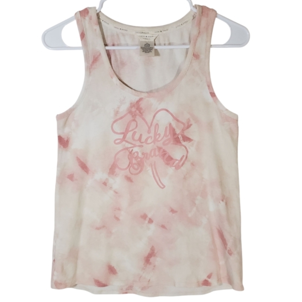 2401 * Lucky Brand Marbled Tie Dyed Tank Pink White Size S